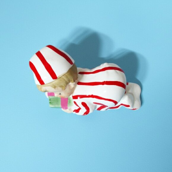 Rare Vintage INARCO Christmas Figurine E-4498 Sleeping Boy Candy Cane PJ Japan - Picture 3 of 11